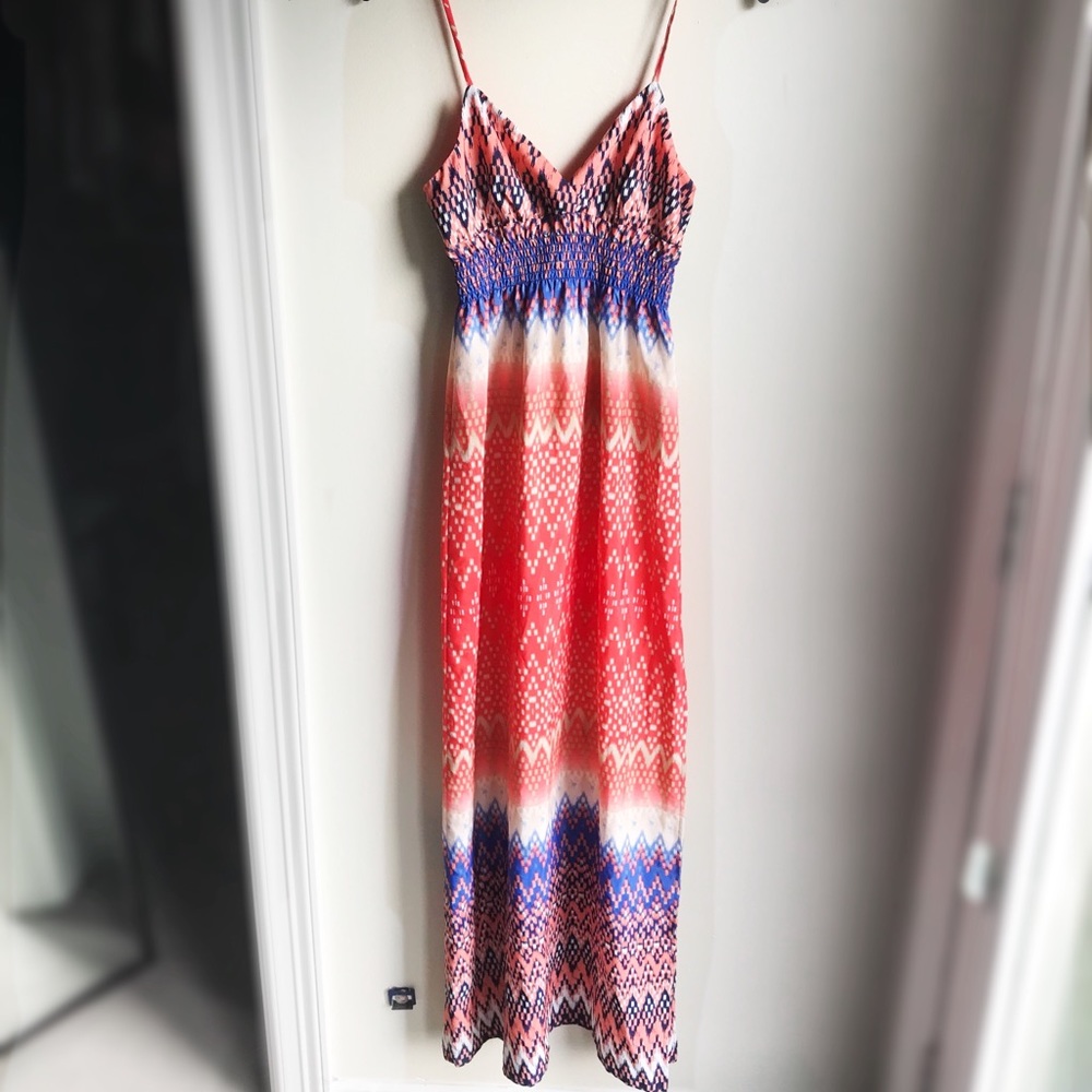 NWT Pink and blue print maxi dress